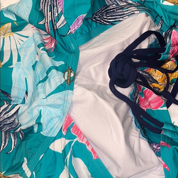 JANTZEN H back Teal pink Tankini tropical swim top bikini - Picture 6 of 12